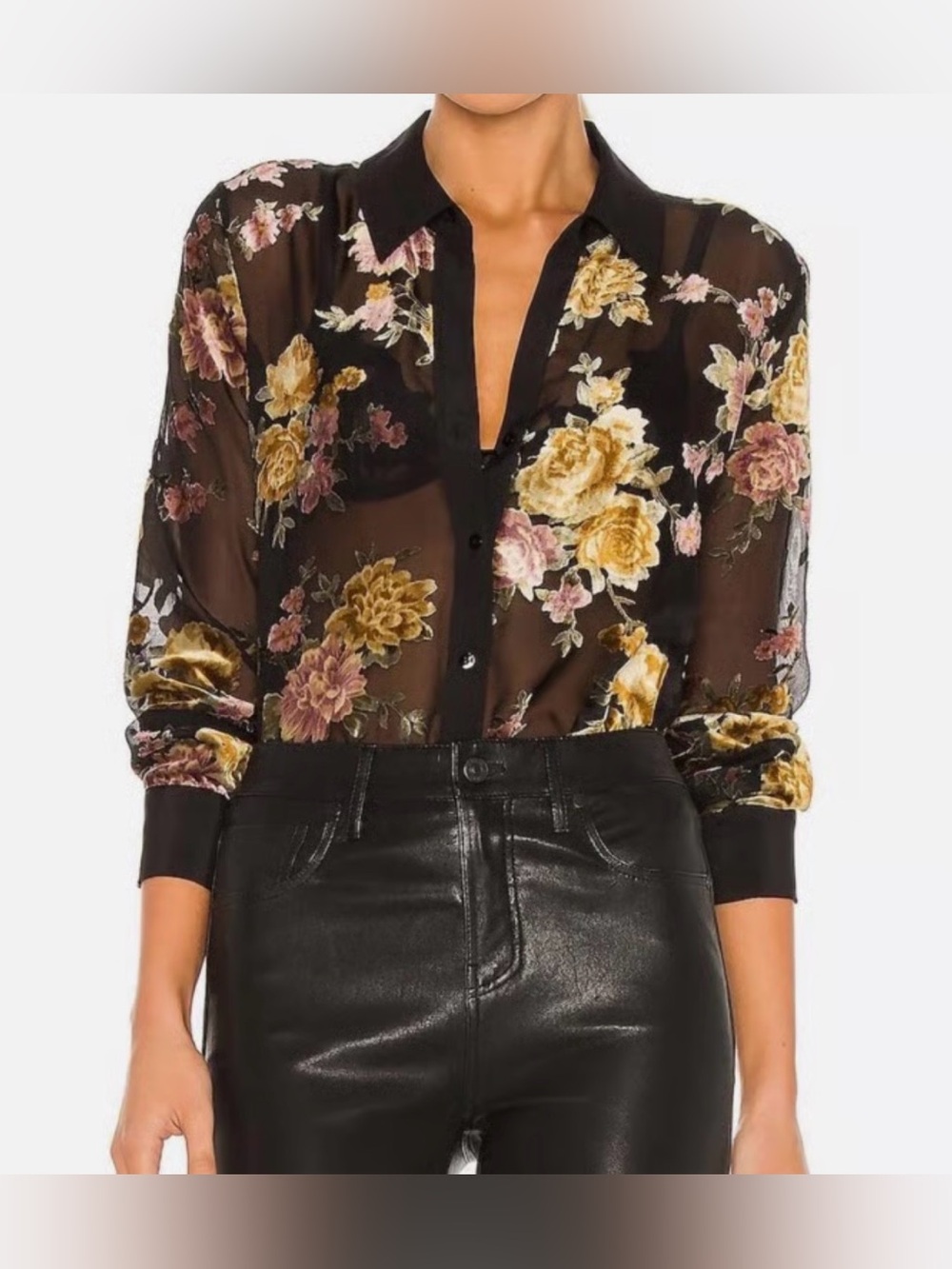 L'AGENCE Hailie Floral Burnout Blouse | Size S